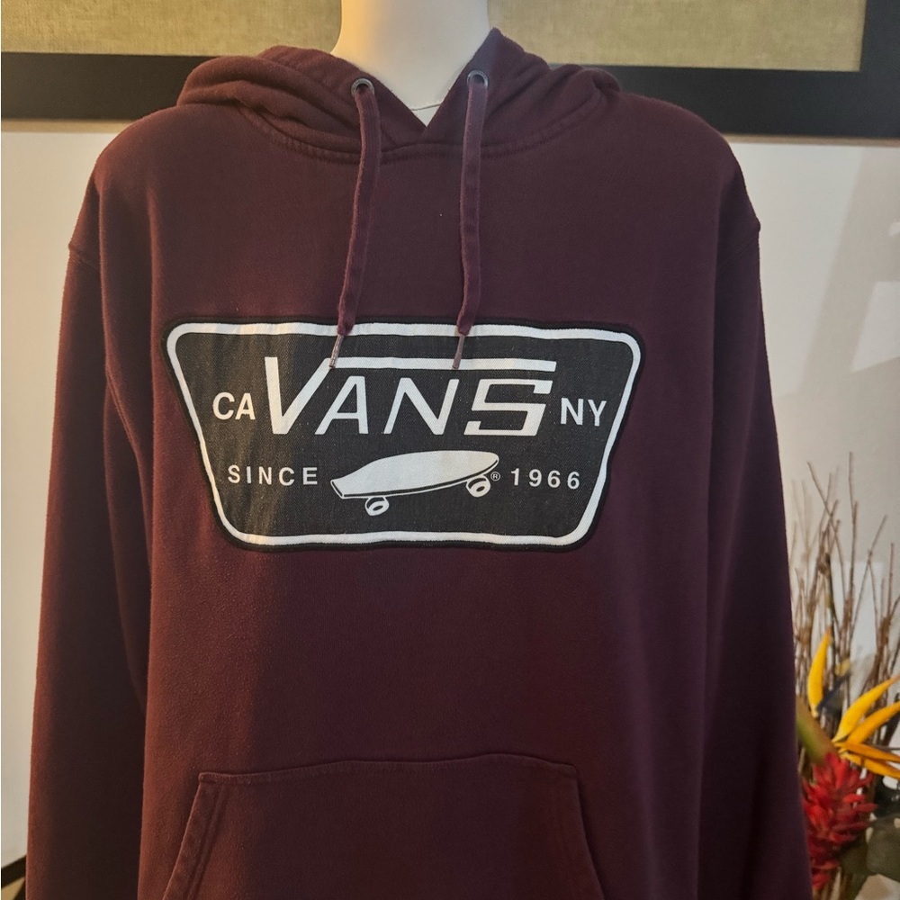 VANS OFF THE WALL HOODIE SWEATSHIRT MEN'S MEDIUM MAROON SKATEBOARD LONG SLEEVE - Picture 2 of 7